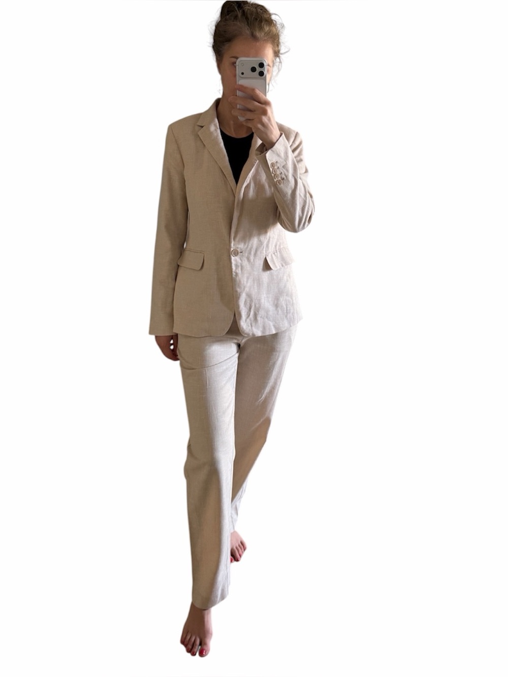 Nwot Ann Taylor oat color linen blend suit blazer 6 pants 4